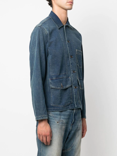 Shop Ralph Lauren Rrl Button-down Denim Shirt In Blau