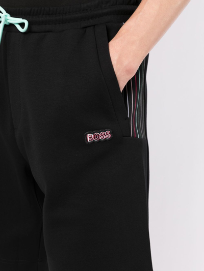 Shop Hugo Boss Logo-patch Jogging Shorts In Schwarz