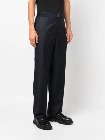 Prada Belted Tailored Trousers In Blau