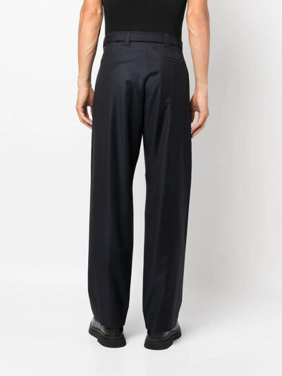 Prada Belted Tailored Trousers In Blau
