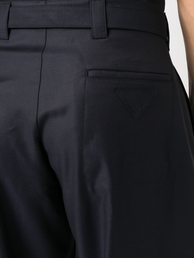 Prada Belted Tailored Trousers In Blau