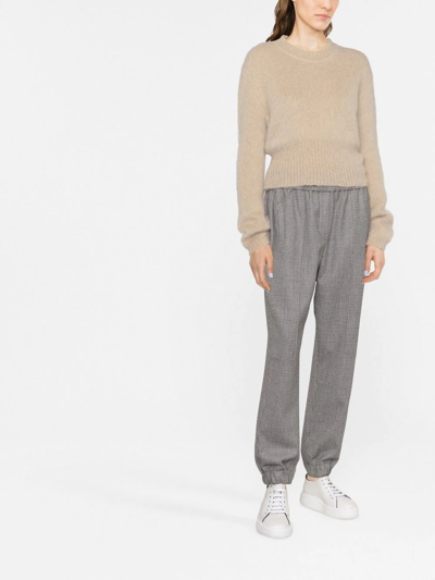Brunello Cucinelli Checked Tapered Trousers In Nude