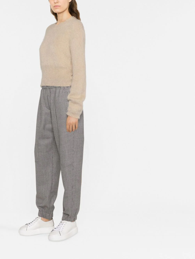 Brunello Cucinelli Checked Tapered Trousers In Nude