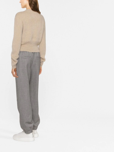 Brunello Cucinelli Checked Tapered Trousers In Nude