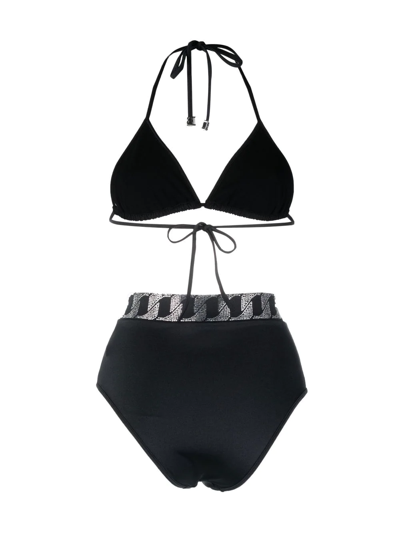 Shop Balmain Two-piece Bikini Set In Schwarz