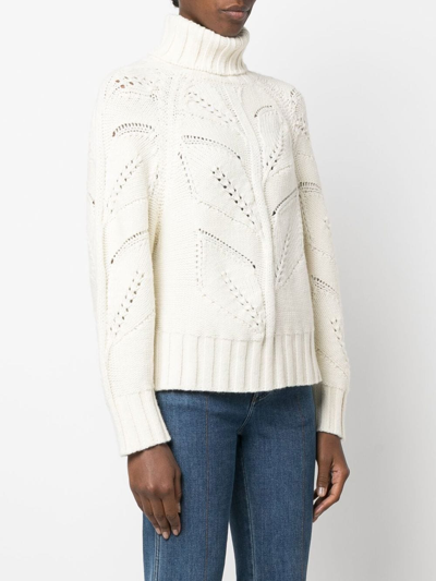 Shop P.a.r.o.s.h Pointelle-knit Roll-neck Jumper In White