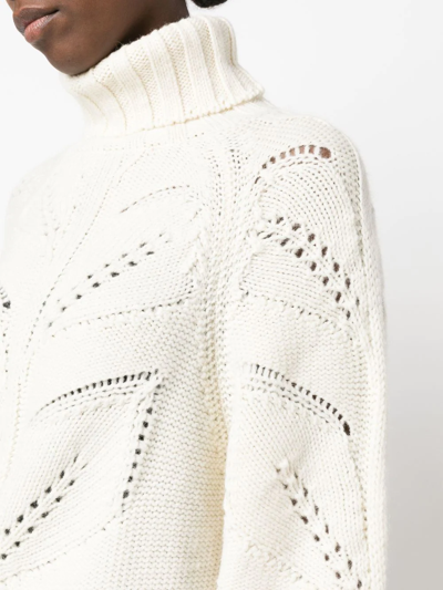 Shop P.a.r.o.s.h Pointelle-knit Roll-neck Jumper In White