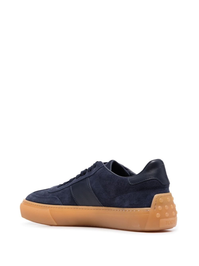 Shop Tod's Logo-patch Suede Low-top Sneakers In Blau