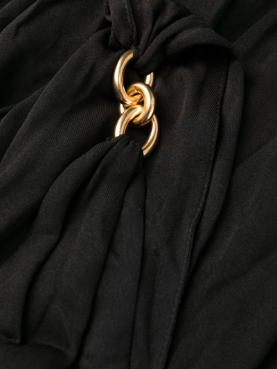 Saint Laurent Chaink-link Detail V-neck Gown In Black