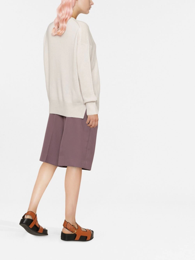 Shop Allude Ribbed-trim Crew-neck Jumper In Nude