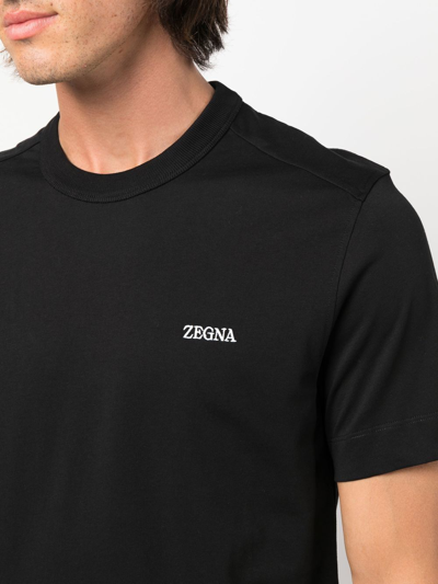 Shop Z Zegna Logo-print Short-sleeve T-shirt In Schwarz