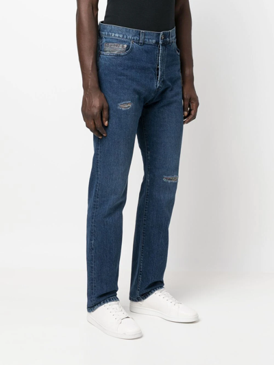 Shop Missoni Distressed Straight-leg Jeans In Blau