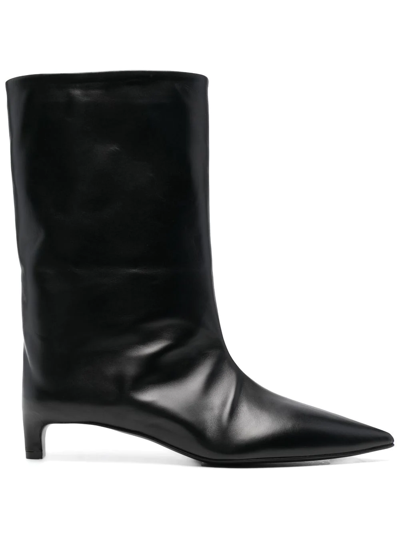 Shop Jil Sander Pointed-toe Leather Boots In Schwarz