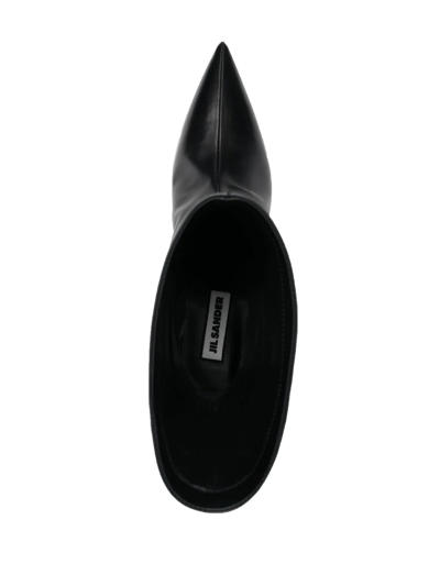 Jil Sander Black Leather Ankle Boots In Schwarz
