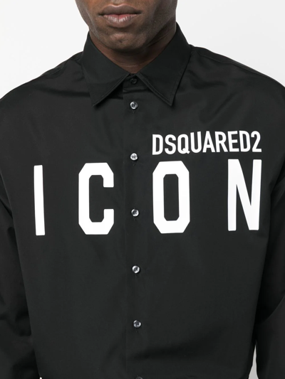 Shop Dsquared2 Logo-print Cotton Shirt In Schwarz