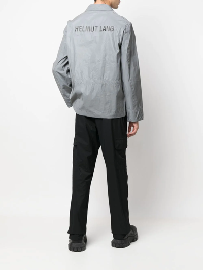 Shop Helmut Lang Logo Zipped Jacket In Silber