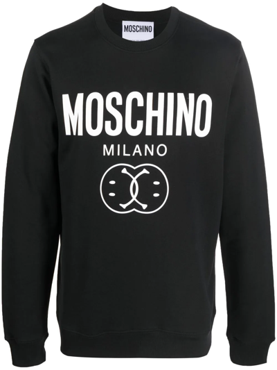 Shop Moschino Logo-print Organic-cotton Sweatshirt In Schwarz