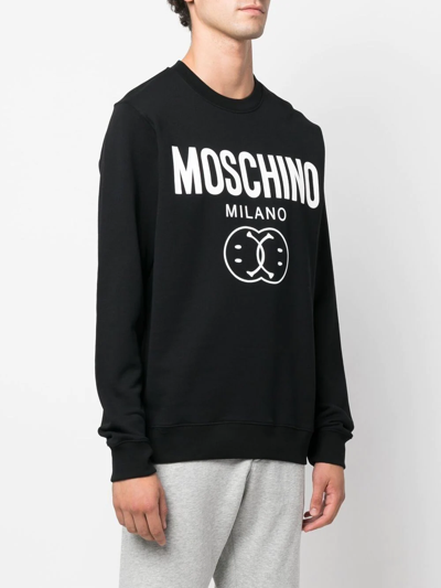 Shop Moschino Logo-print Organic-cotton Sweatshirt In Schwarz