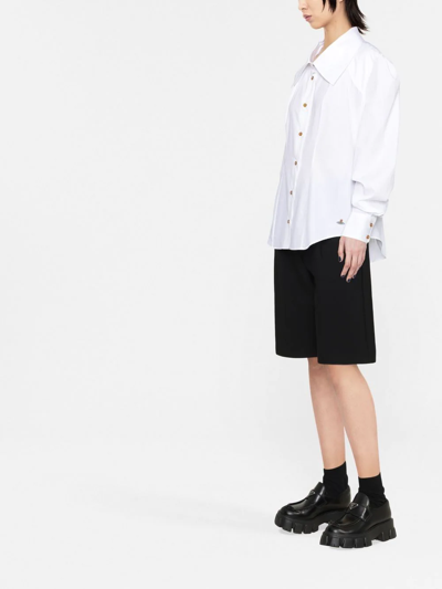 Shop Vivienne Westwood Orb-embroidered Puff-sleeved Shirt In Weiss