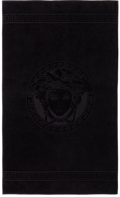 Shop Versace Black Medusa Bath Towel In Z4800 Black