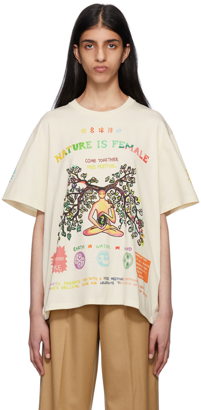 Shop Stella Mccartney Off-white Nature Is Female T-shirt In 9012 Magnolia