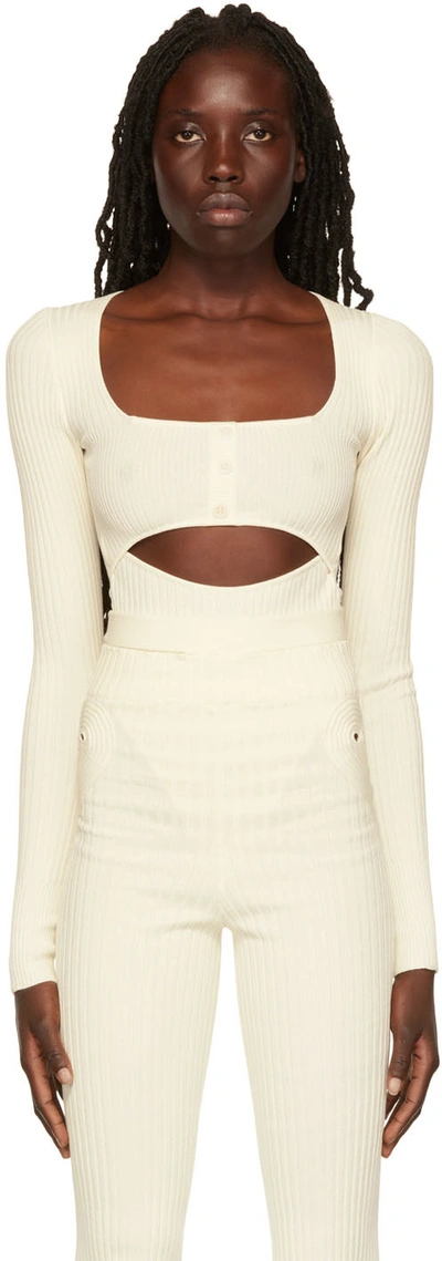 Andreädamo Andreadamo Ribbed Knit Body In 000 0474 Ivory
