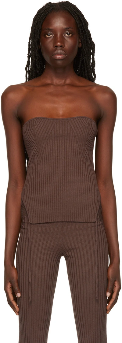 Andreädamo Brown Rib Camisole In 003 0477 Nu