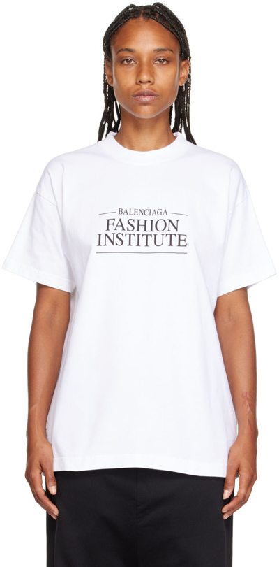 Balenciaga Woman White Fashion Institute Medium Fit T-shirt In Default  Title | ModeSens