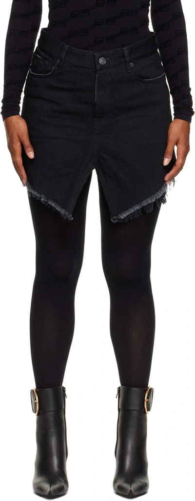 Shop Balenciaga Black Asymmetric Miniskirt In 1029 Rubber Black
