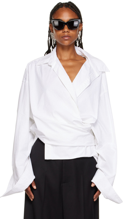 Shop Balenciaga White Wrap Shirt In 9000 White