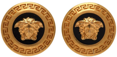 Shop Versace Bronze Small Medusa Earrings In K41t Black-tribute G