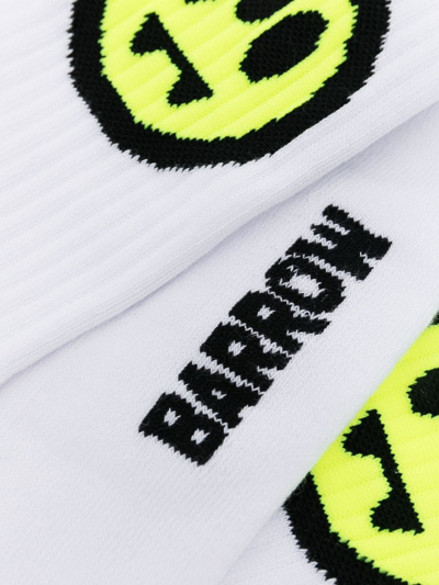 Shop Barrow Logo-intarsia Crew Socks In White