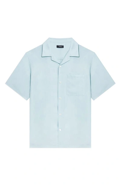 Shop Theory Noll Short Sleeve Button-up Camp Shirt In Stratus