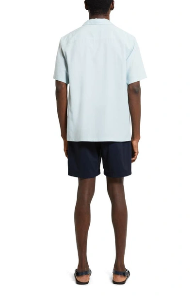 Shop Theory Noll Short Sleeve Button-up Camp Shirt In Stratus