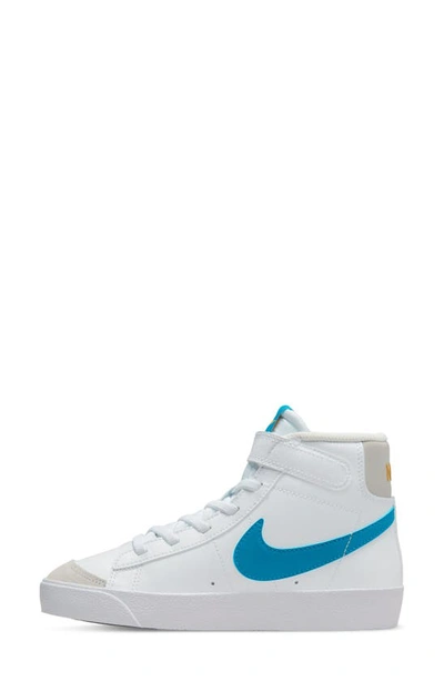 Shop Nike Kids' Blazer Mid '77 High Top Sneaker In White/ Blue/ Yellow
