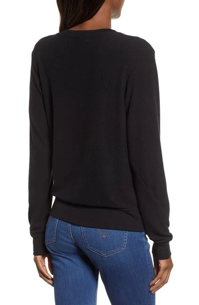 Shop Wildfox Deep V-neck Baggy Beach Jumper Pullover In Jet Black