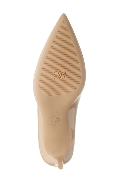 Shop Stuart Weitzman Linsi 75 Pointed Toe Pump In Adobe Patent