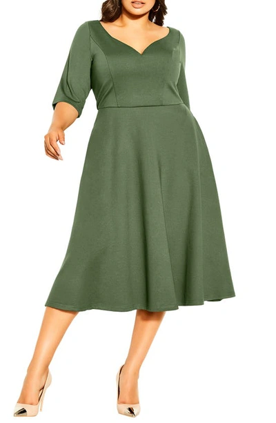 Shop City Chic Cute Girl Fit & Flare Dress In Pine