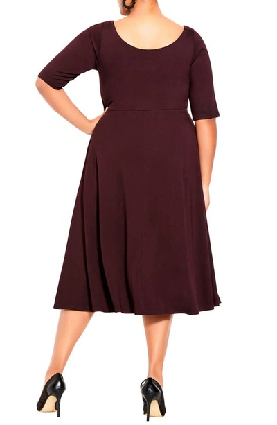 Shop City Chic Cute Girl Fit & Flare Dress In Dark Ruby