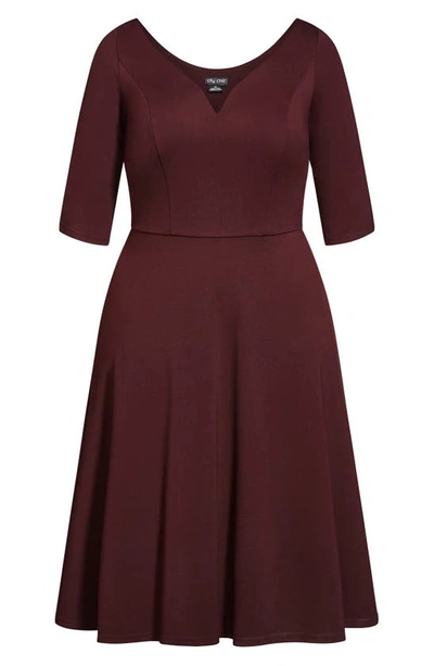 Shop City Chic Cute Girl Fit & Flare Dress In Dark Ruby