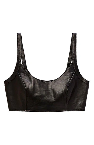 Shop As By Df Mercury Recycled Leather & Knit Bralette Top In Black