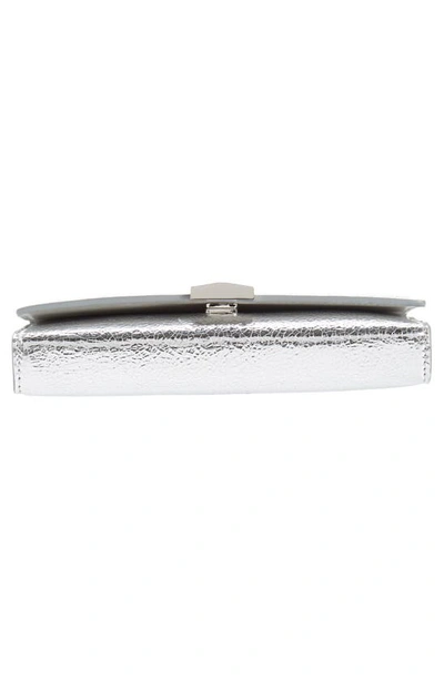 Shop Givenchy 4g Metallic Leather Wallet On A Chain In 040-silver