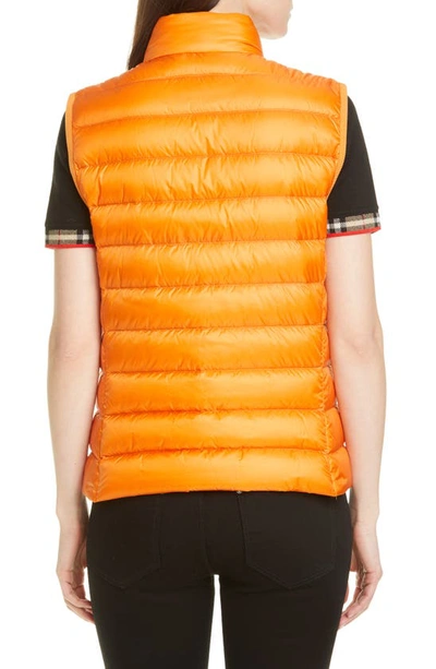 Shop Burberry Darlington Logo Print Down Puffer Vest In Bright Orange