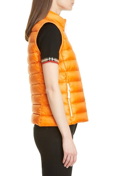 Shop Burberry Darlington Logo Print Down Puffer Vest In Bright Orange