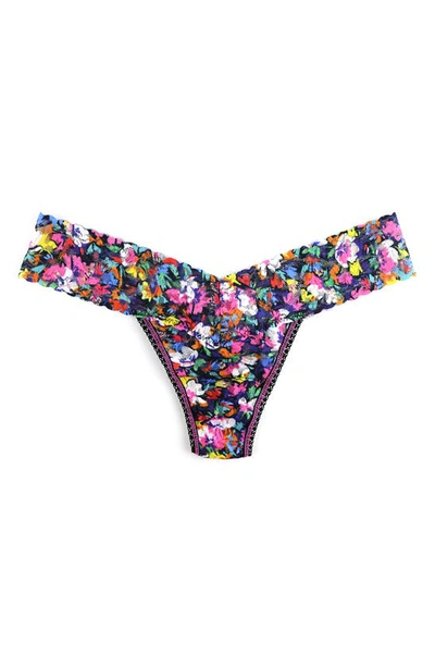 Shop Hanky Panky Print Lace Low Rise Thong In Confetti Flora