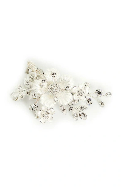 Shop Brides And Hairpins Alessandra Floral Crystal Clip In Silver