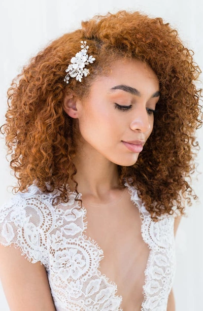 Brides And Hairpins Alessandra Floral Crystal Clip In Silver