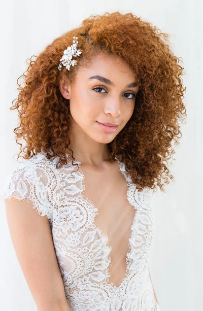 Brides And Hairpins Alessandra Floral Crystal Clip In Silver
