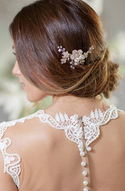 Shop Brides And Hairpins Alessandra Floral Crystal Clip In Silver