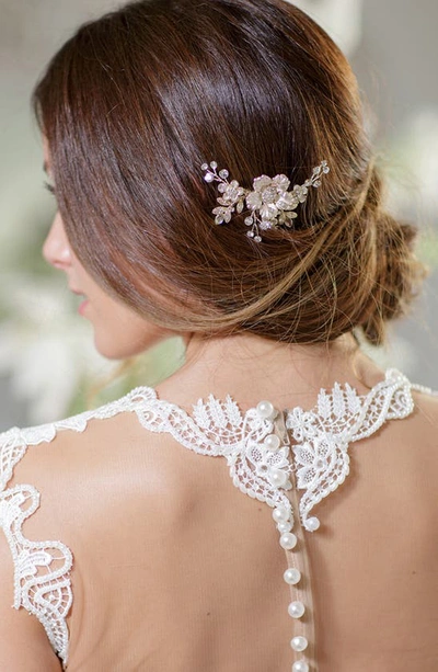Brides And Hairpins Alessandra Floral Crystal Clip In Silver